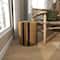 Brown Banana Leaf Handmade Linear Wrapped Accent Table with Navy Stripes